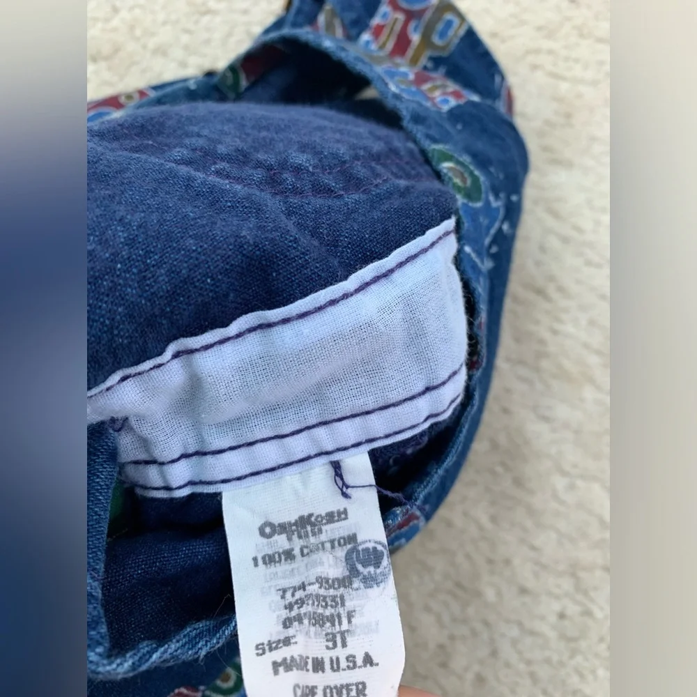 Vintage Oshkosh Size 3T Construction Denim Shorts Overalls - Picture 3 of 12